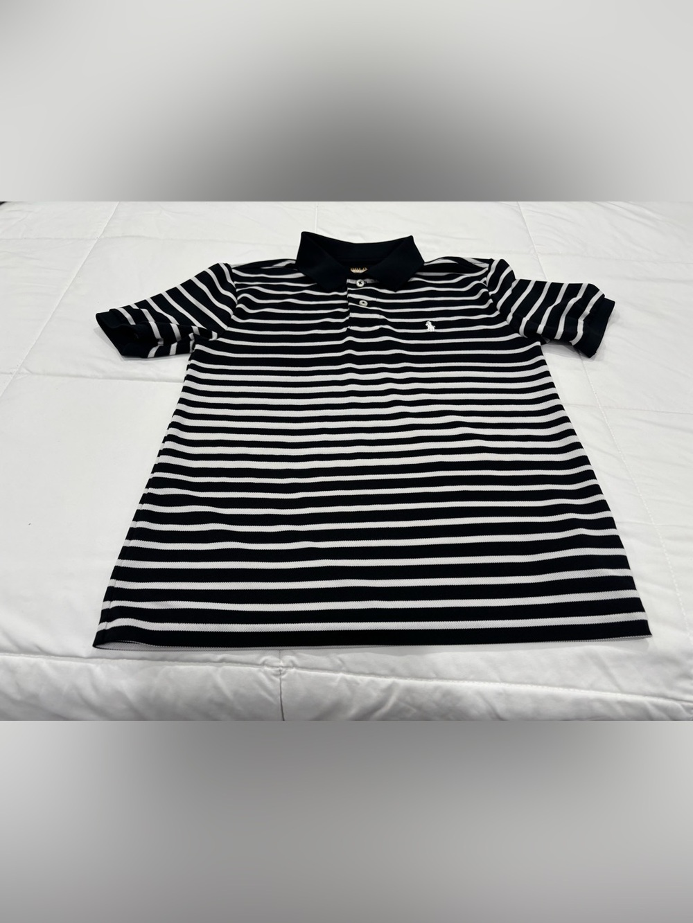 Boys Medium (10-12) Polo Ralph Lauren Black & White Striped Polo